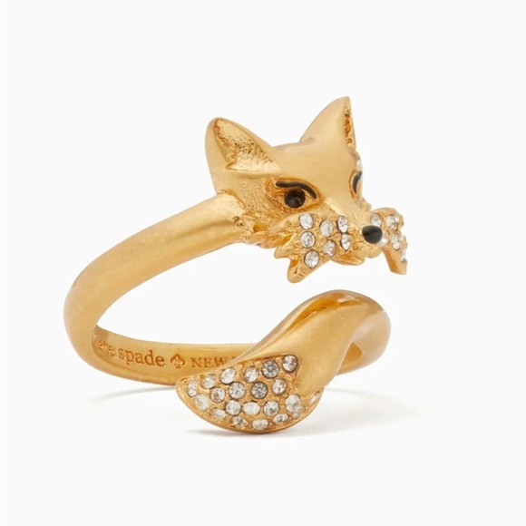 Kate Spade New York So Foxy Fox Head Ring ~ Pave Rhinestone Open Wrap Ring - Picture 11 of 13